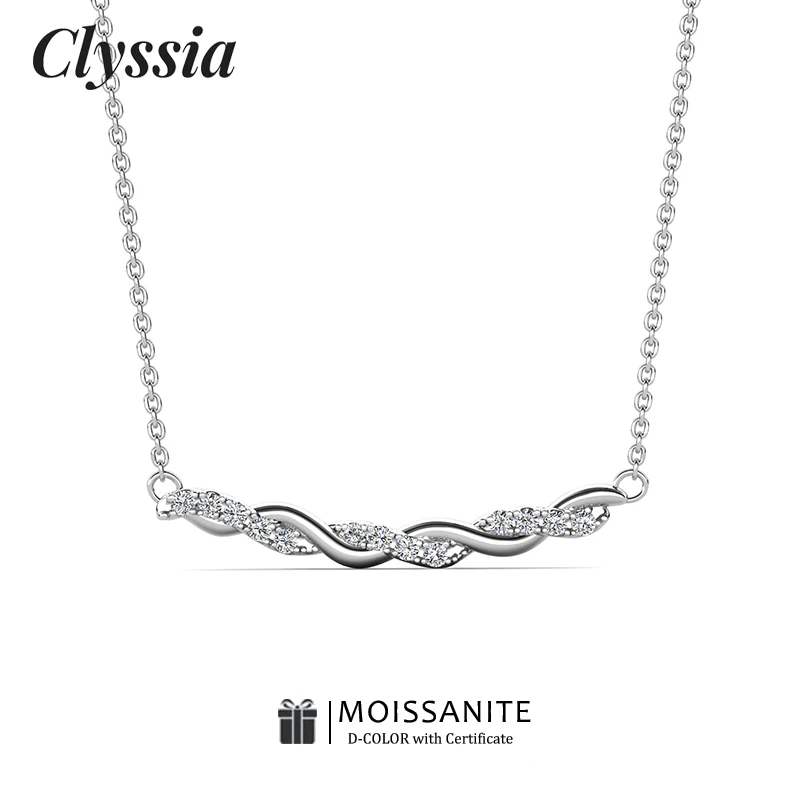 

CLYSSIA 100% Moissanite Diamond Necklace for Women Original 925 Sterling Silver Diamond Clavicle Chain with GRA Certificate
