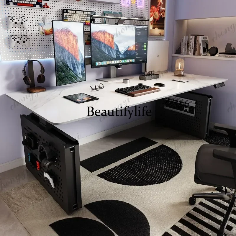 

Nordic Creative Rock Plate Electric Lift Desk Modern Minimalist Study Computer Desk Smart Design Office Furniture Pbtfans