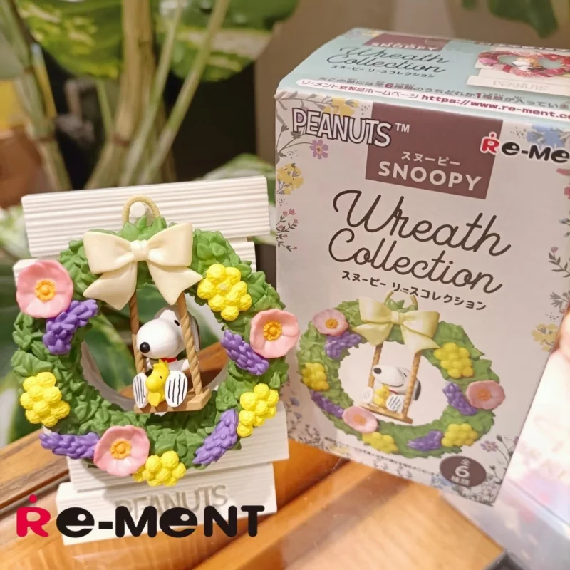 Re-Ment Snoopy Kranz-Kollektion Authentische Original Detaillierte Miniatur-Szene Sammlerfigur Blindbox Wohndekor für Sammler
