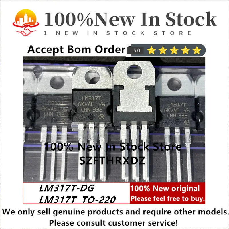 100% NEW ORIGINAL LM317T-DG TO-220 LM317T TO220 Standard Regulator Pos 1.2V to 37V 0.4A 3-Pin