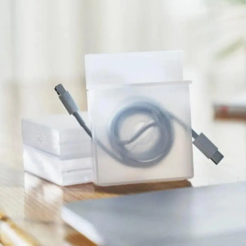 Rotatable Cable Winder Box Portable Round USB Data Cord Cable Organizer Headphone Charging Line Management Storage Box