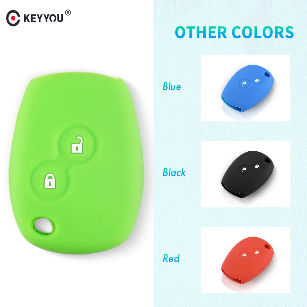 KEYYOU Silicone Car Key Cover Case 3 Buttons for Renault Clio Scenic Megane Duster Sandero Captur Twingo Modus DACIA 3 Logan