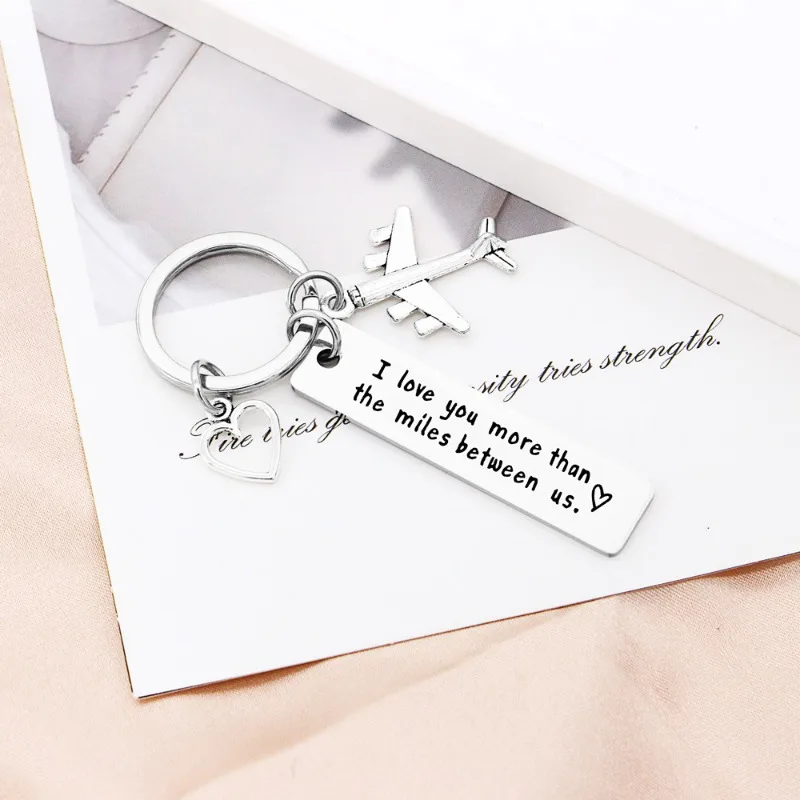 Flight KeyChain Women I Love You More Than Key Chain for Men Plane Pendant Key Ring Stainless Steel Girls Gift Fashion Jewelry