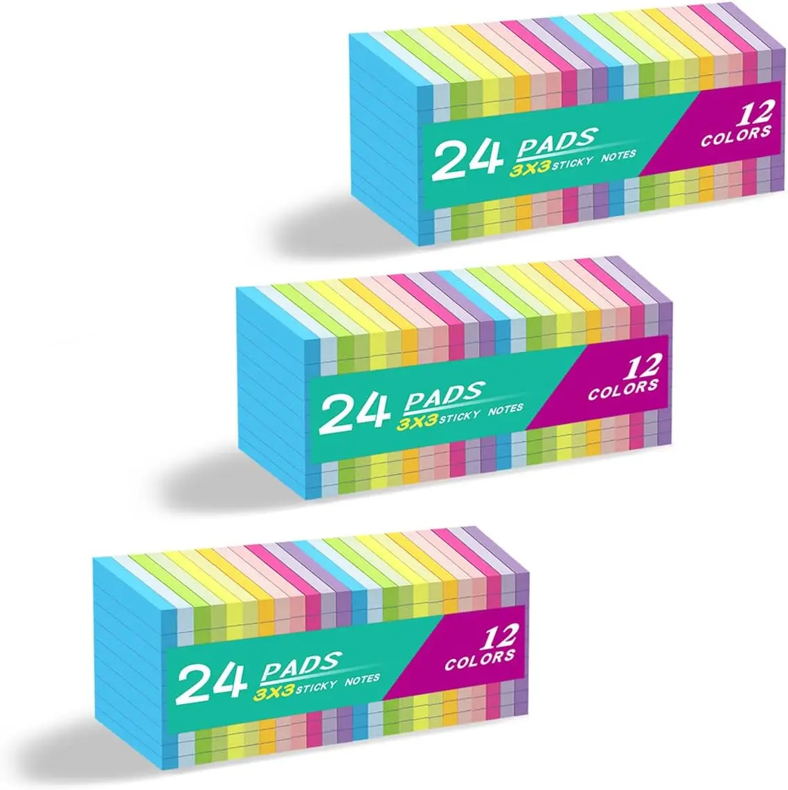 

Набор из 72 липких заметок с линовкой, 7,6x7,6 см, в клетку, с суперклейкой основой, яркие цвета