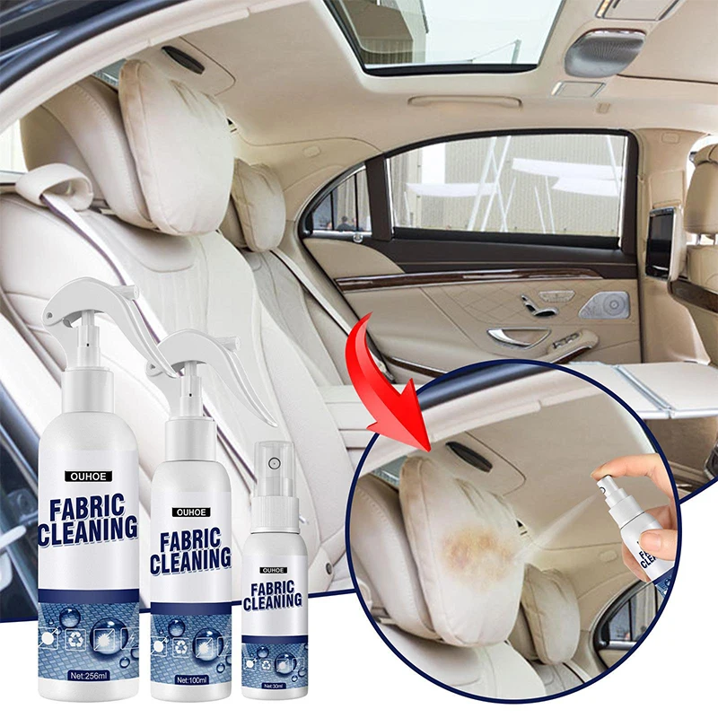 

30/100/256ML Car Interior Fabric Clean Agent Leather Flannel Woven Fabric Water-free Cleaning Agent Auto Roof Dash Cleaning Tool