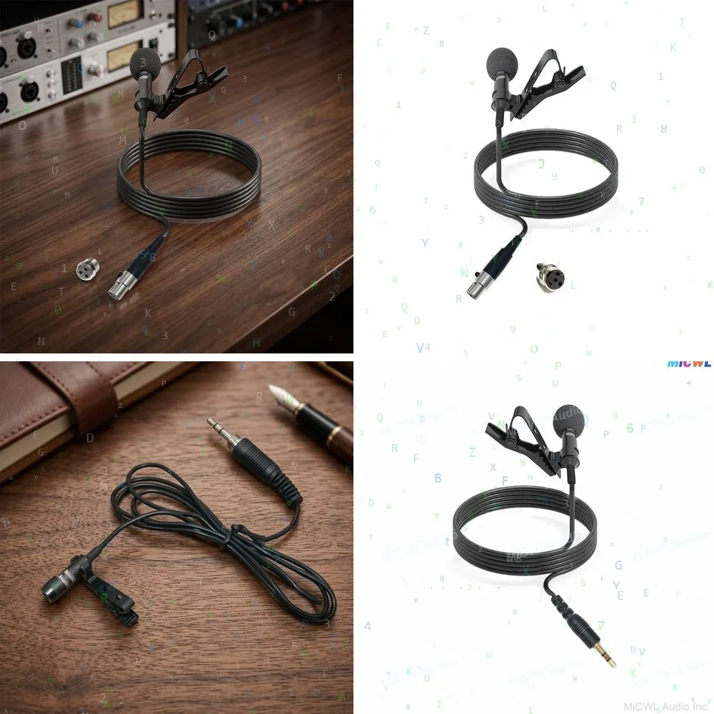 Professional Omnidirectional Lavalier Microphone for AKG 3-Pin TA3F Shure TA4F Bodypack System with 3.5mm Locking Plug