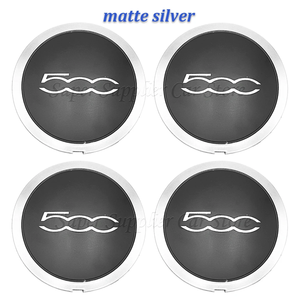 4PCS New Silver/Black Dust Cover For Fiat 500 Hubcap Wheels Centre 133Mm Hub Caps 68078421AC 51884863 68078419AC