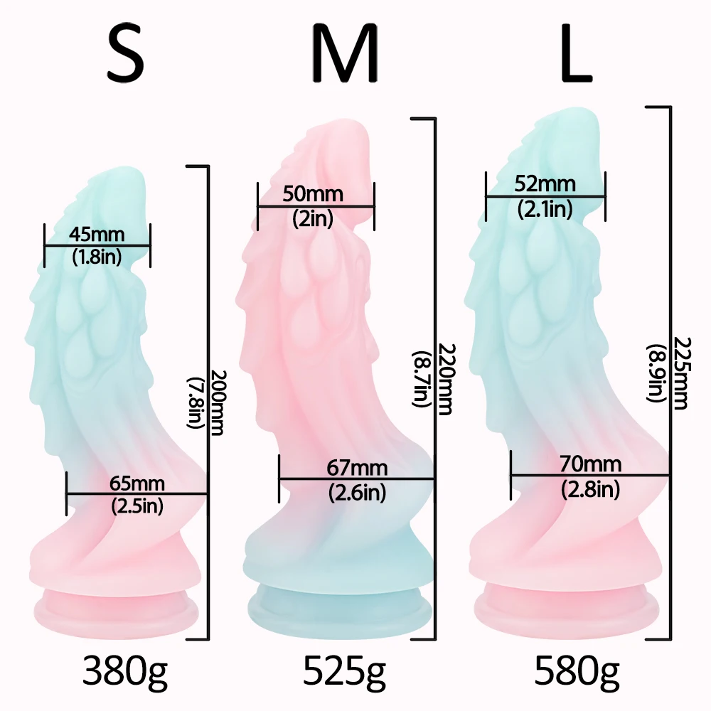 Cute Soft Luminous Dildo Silicone Huge Anal Butt Plug Dragon Vagina Masturbation Suction Cup Adult Sex Toys for Man Women Couple