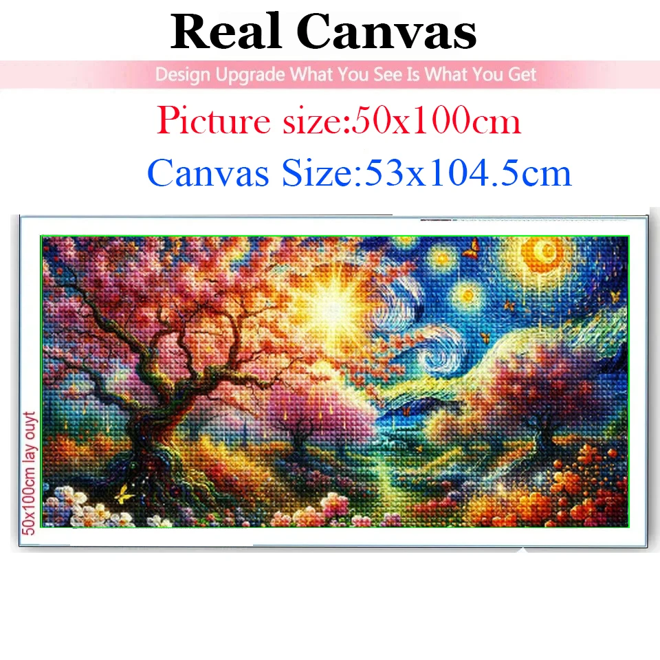 Cherry Blossoms Basking In The Sun,DIY 5D Diamond Painting The Fall Of Night Van Gogh Landscape Full Mosaic Diamond Embroidery