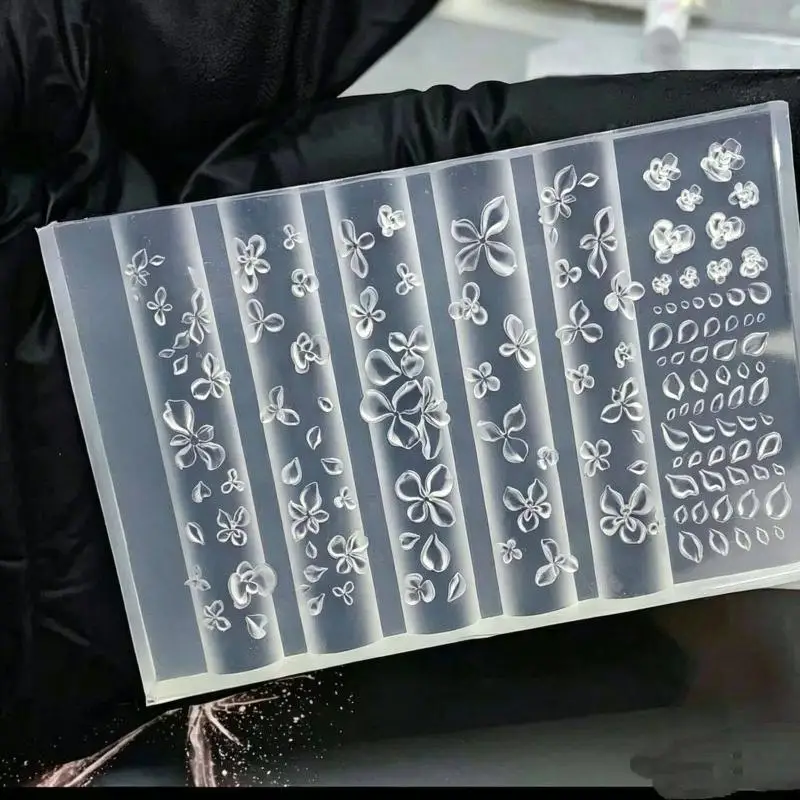 1/2 Stück 3D-Blumen-Silikon-Nagelform, Stereo-Blütenblatt-Nagelkunstform für UV-Harz-Gel, Geschnitzte Blumen DIY Nageldekoration für Zuhause – Detail 1