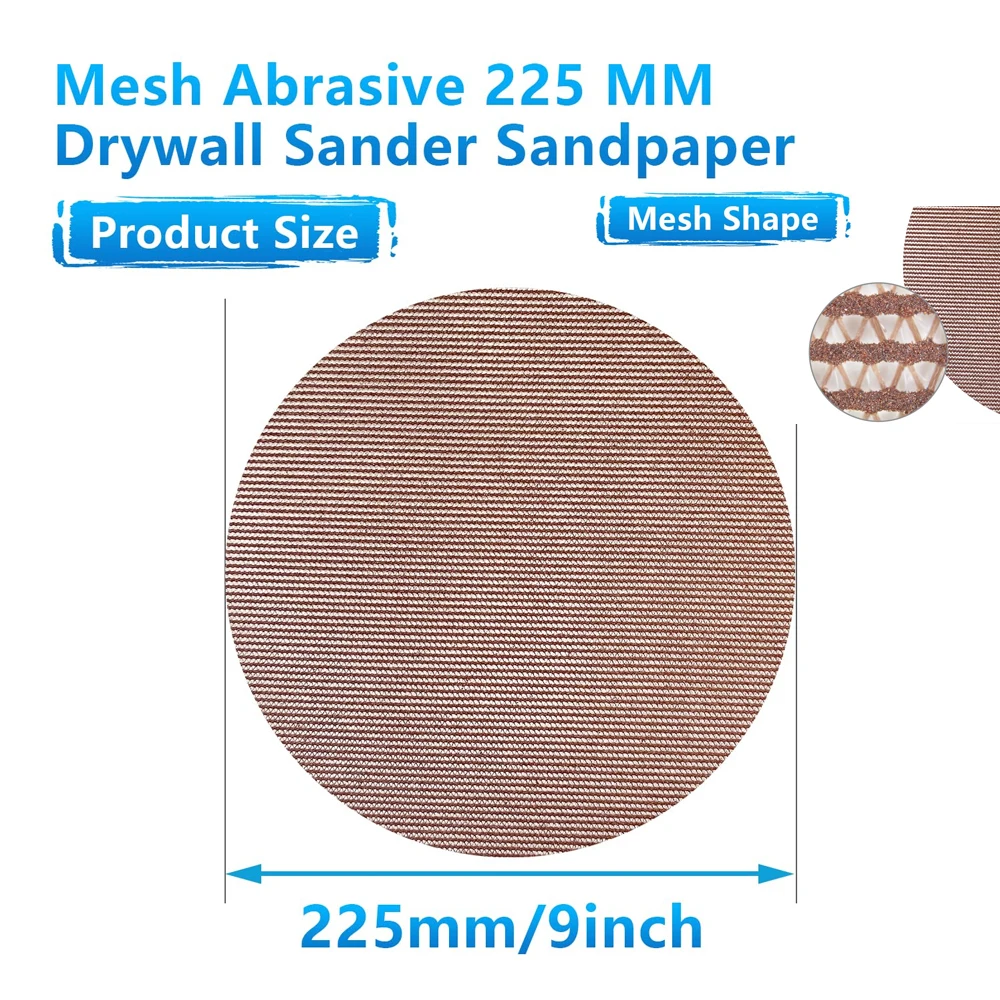 3-70Pcs 9inch Mesh Sanding Discs Sandpaper Dust Free Hook&Loop Abrasive Disc Wall Anti-blocking Grinding for Wood Furniture