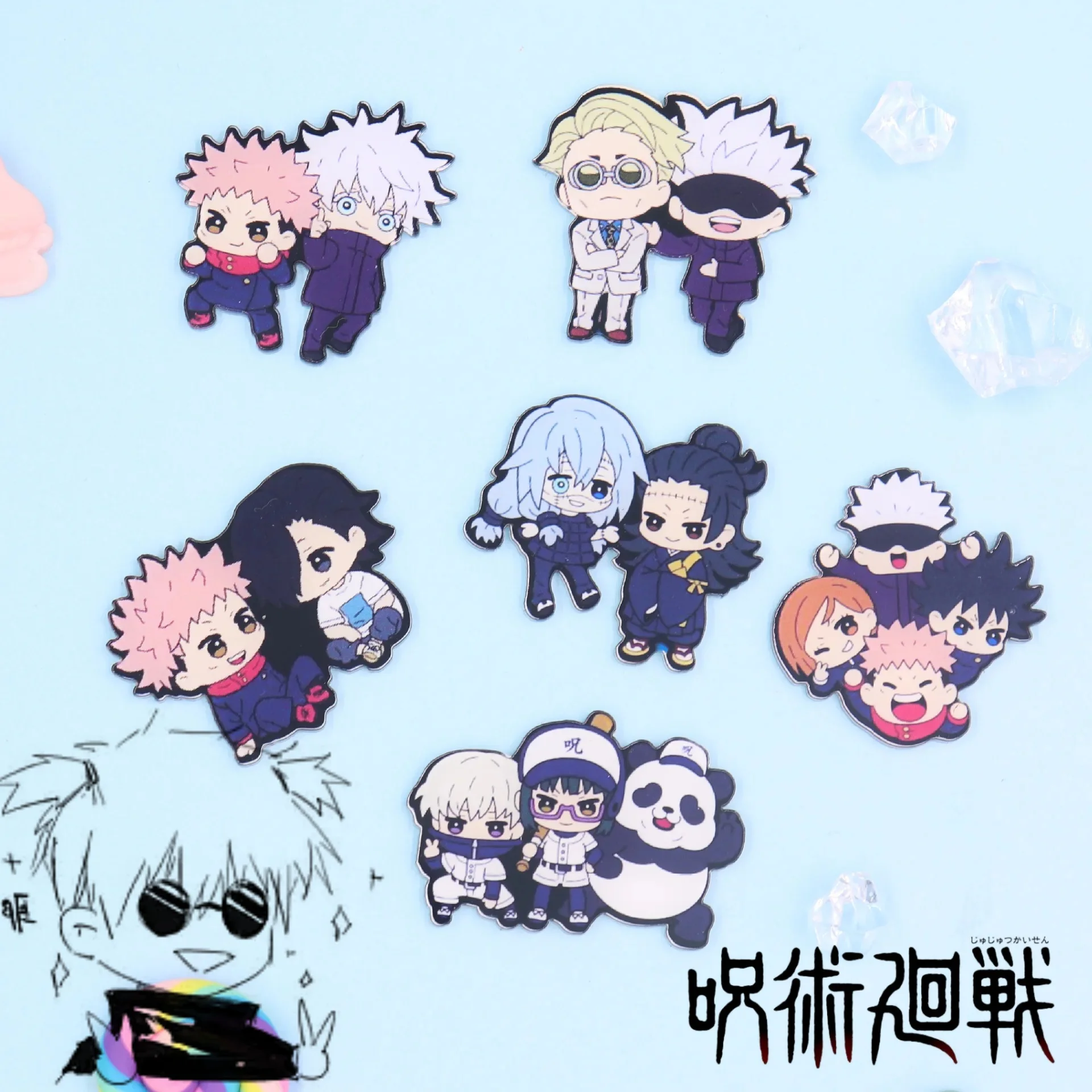 Anime Jujutsu Kaisen Cute Gojo Satoru Hard Enamel Pin Badge Brooch DIY Friends Collar Lapel Pin Gift Jewelry Brooch Accessories