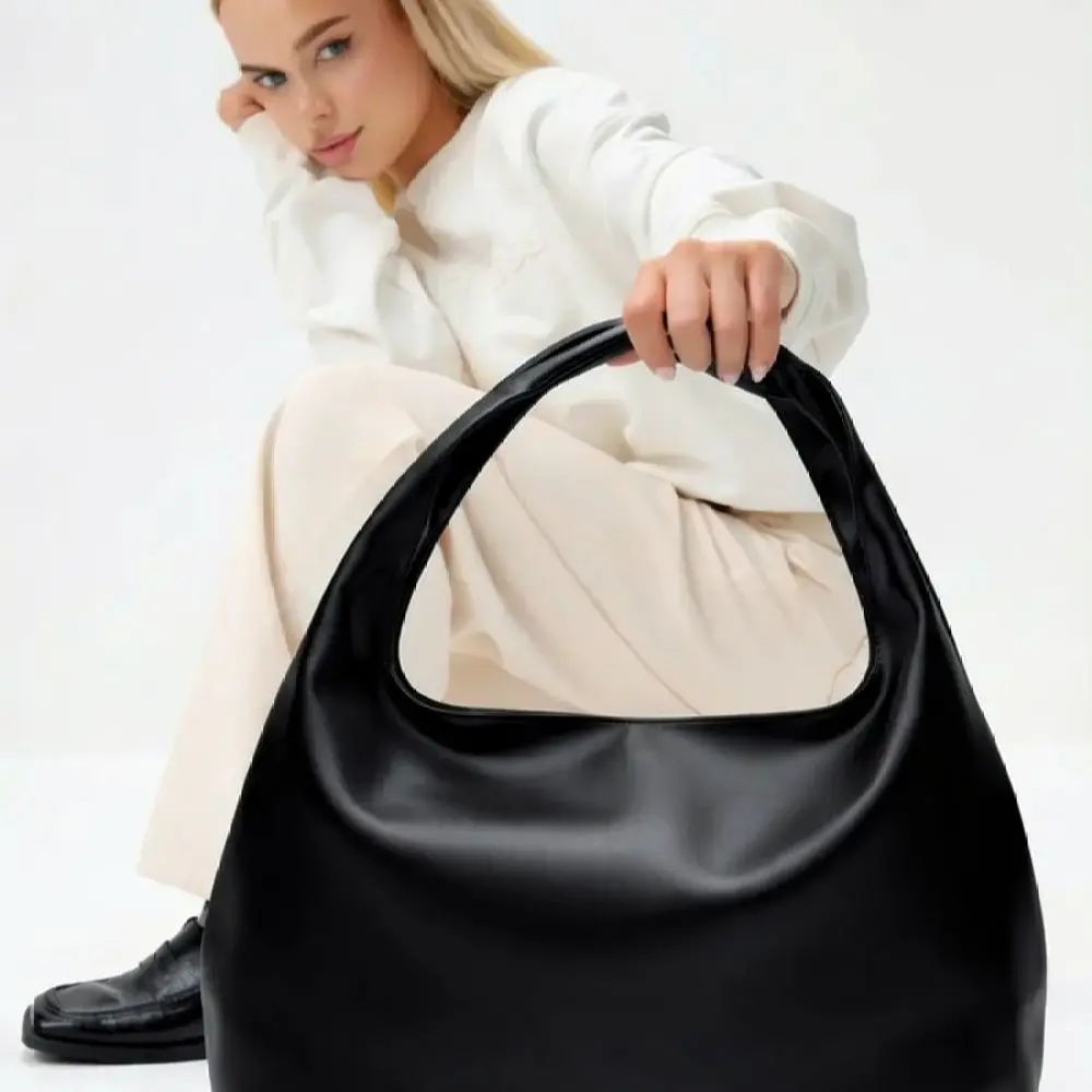 Casual Large Shoulder Tote Bag Women Minimalist PU Leather Underarm Purse Fashion Trendy Daily Commuter Handbags