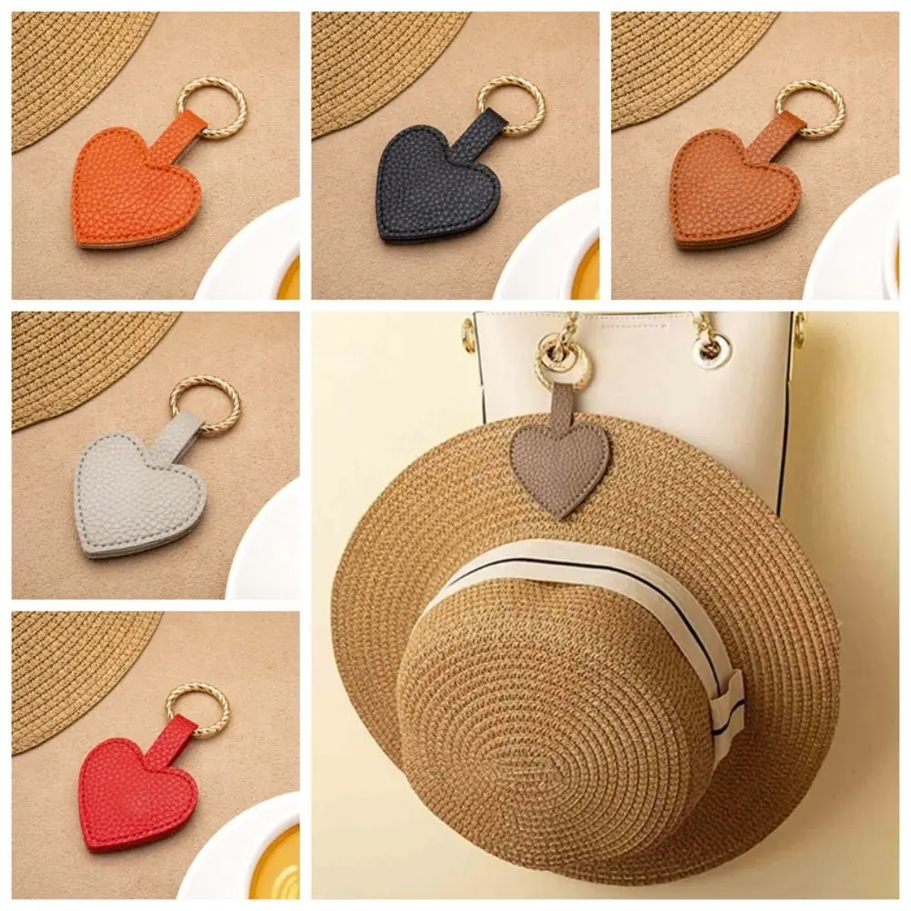 Anti-lost Pu Leather Magnetic Hat Clip Wallet Buckle Portable Hat Storage Love Shape Hat Holder Heart Hanging on Bag Hiking