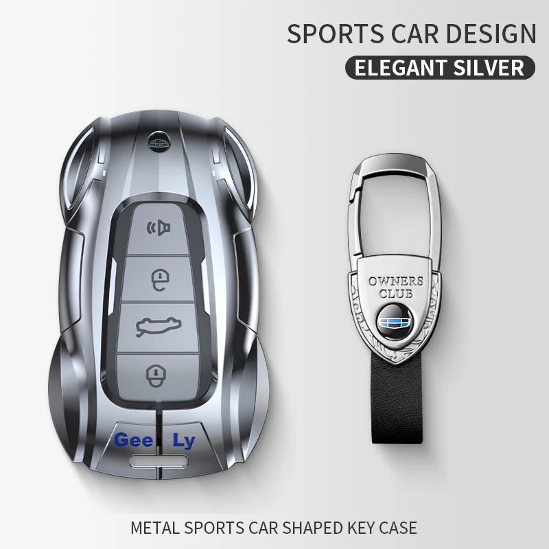 Car key case suitable for Geely Coolray Atlas Azkarra Okavango Monjaro Emgrand 2018-2024 remote control metal protective shell