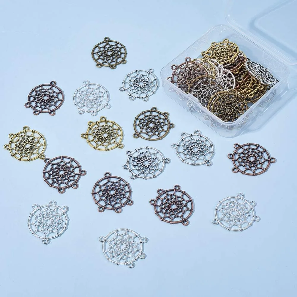40Pcs 5 Color Dream Catcher Connectors Charms Pendants 34x28mm Style Chandelier Components Links for DIY Dangle Earring view 6