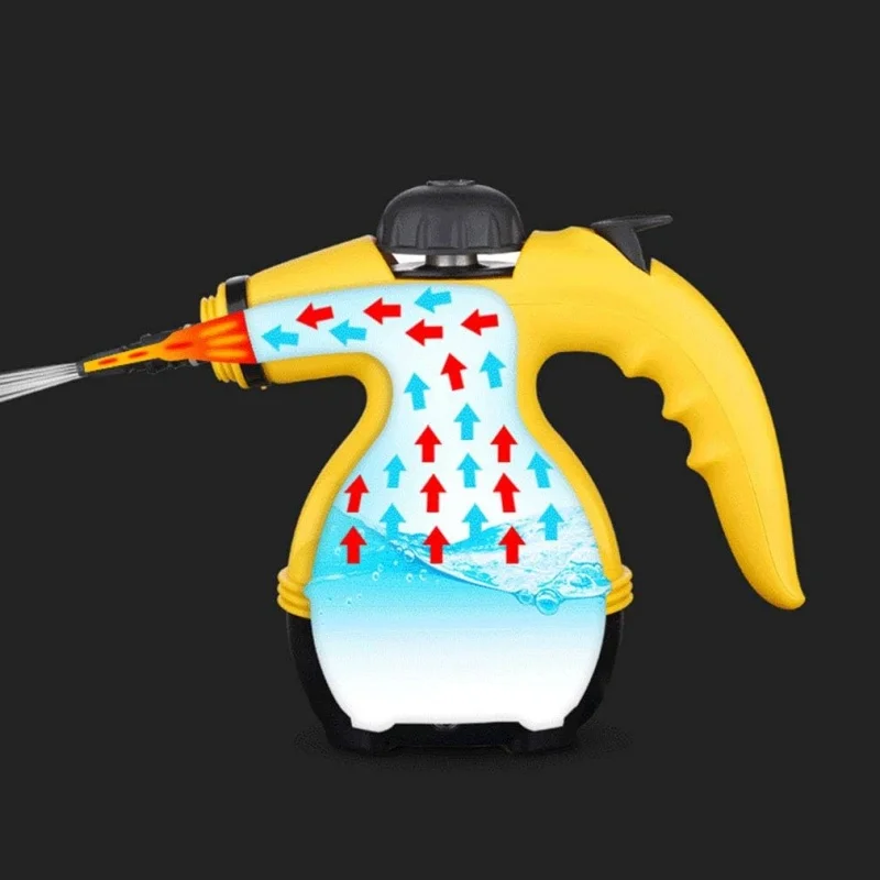 Limpiador de vapor eléctrico de alta temperatura, 1000W, esterilización, eliminación de ácaros, vaporizador de mano para eliminar manchas con 9 accesorios