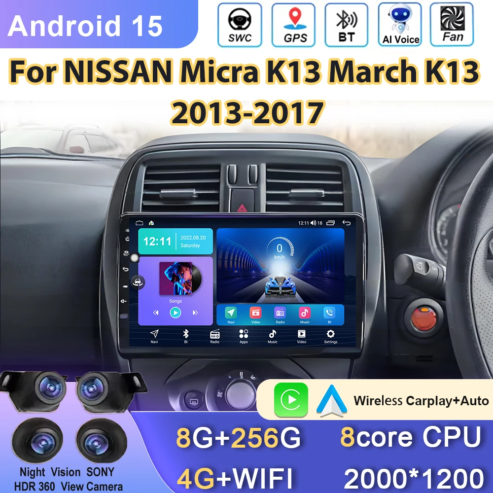 

Android Car Radio GPS Navigation Carplay For NISSAN Micra K13 March K13 2013-2017 Multimedia Video Player No 2din DVD Head Unit