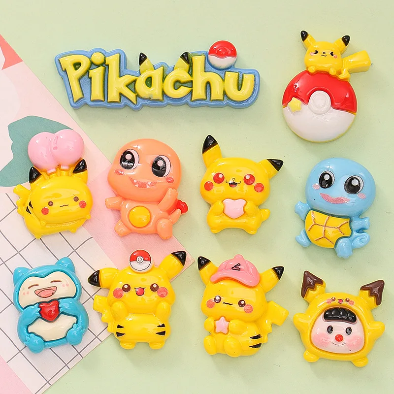 Accessoires en résine de dessin animé Pokémon, pince à cheveux bricolage, coque de téléphone, chaussure, Charizard, Pikachu, 10 pièces