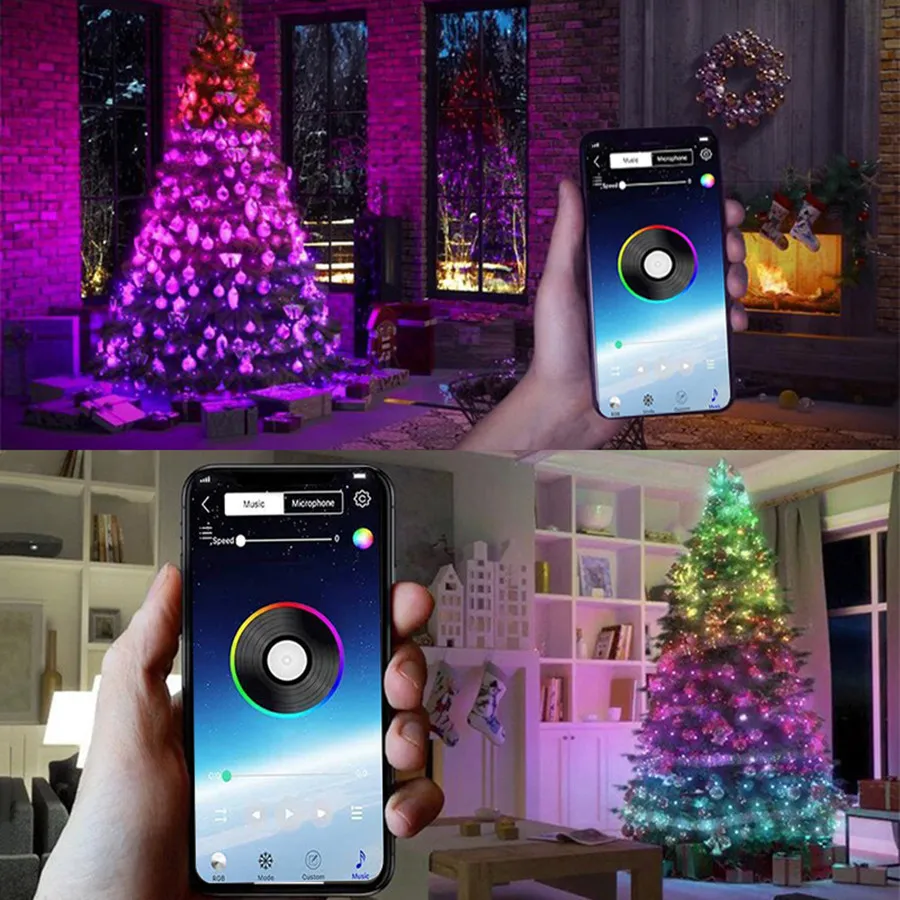 5/10/30M Bluetooth Kerstboom String Light Smart App Controle Usb Koperdraad Fairy Light Rgb wedding Party Garland Light