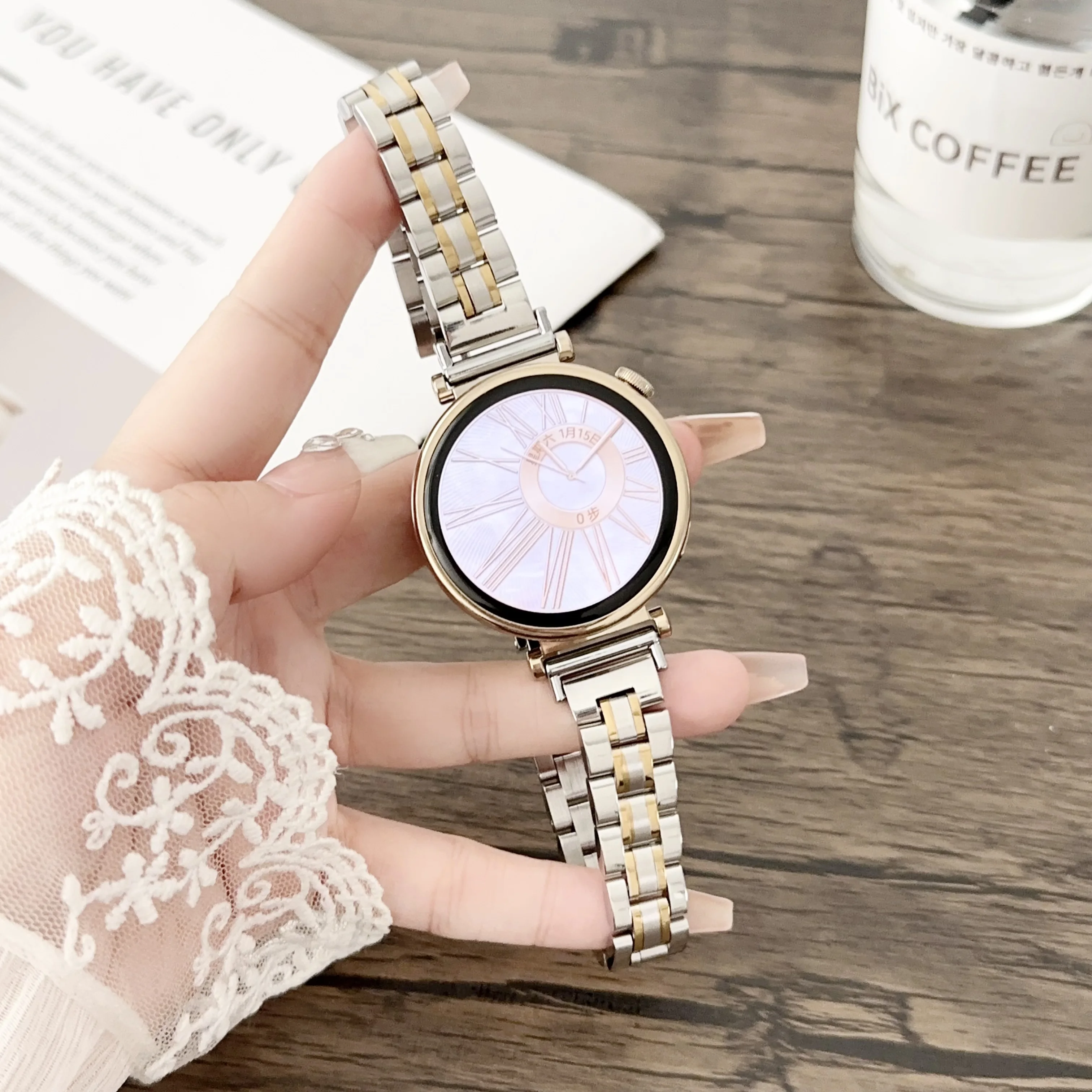 18mm 20mm 22mm Women Metal WatchBand for Huawei GT4 41mm 46mm GT3 Bracelet For Samsung Galaxy Watch 7/6/5 40mm 44mm Luxury Strap