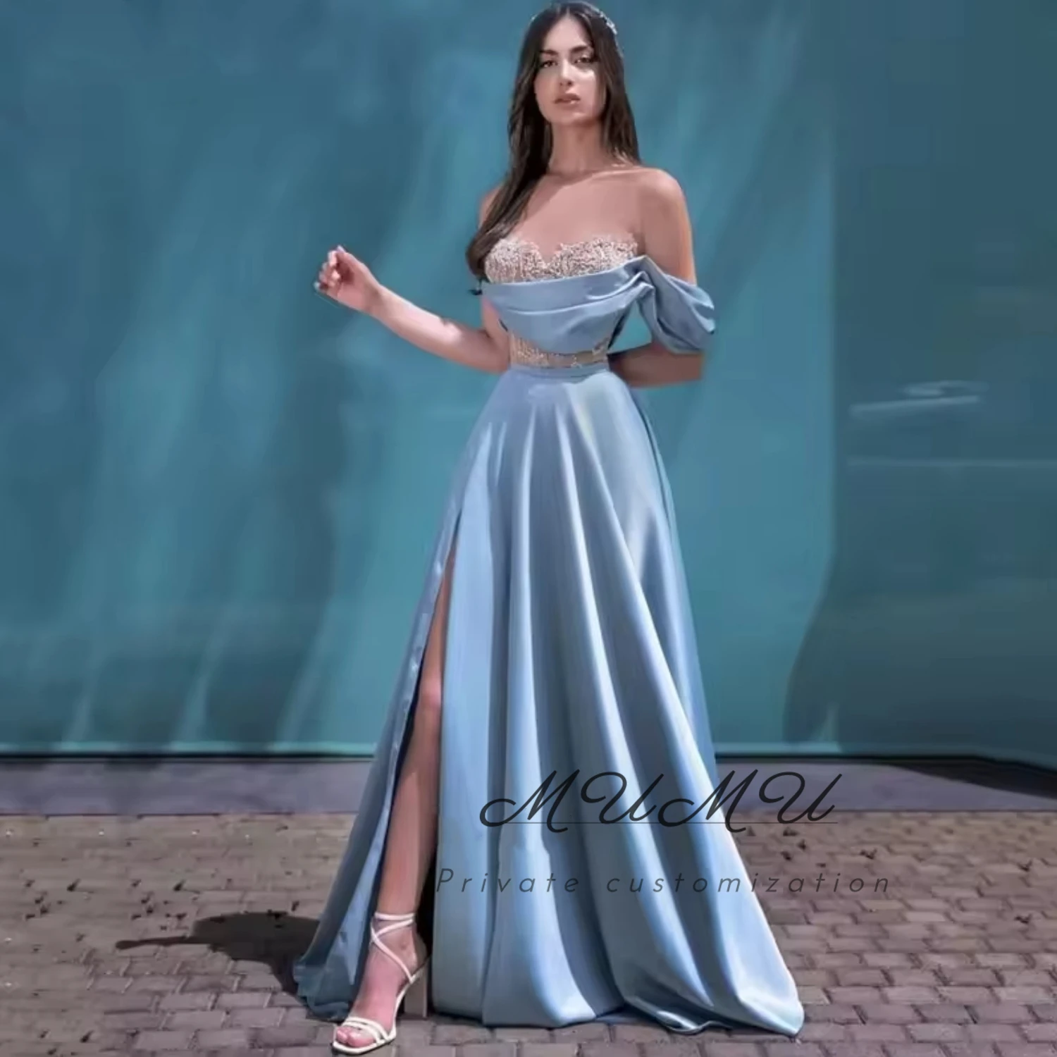 

MuMu Customized Elegant Party Dresses 2025 Платье Вечернее Women Evening Dresses فساتين سهرة Dresses for Special Occasions blue