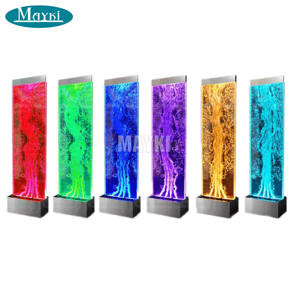 Personalizzazione. Fontana per interni Tenda per acqua a cascata Pannello per acqua da parete a bolle acriliche sensoriali Tubo a bolle a LED