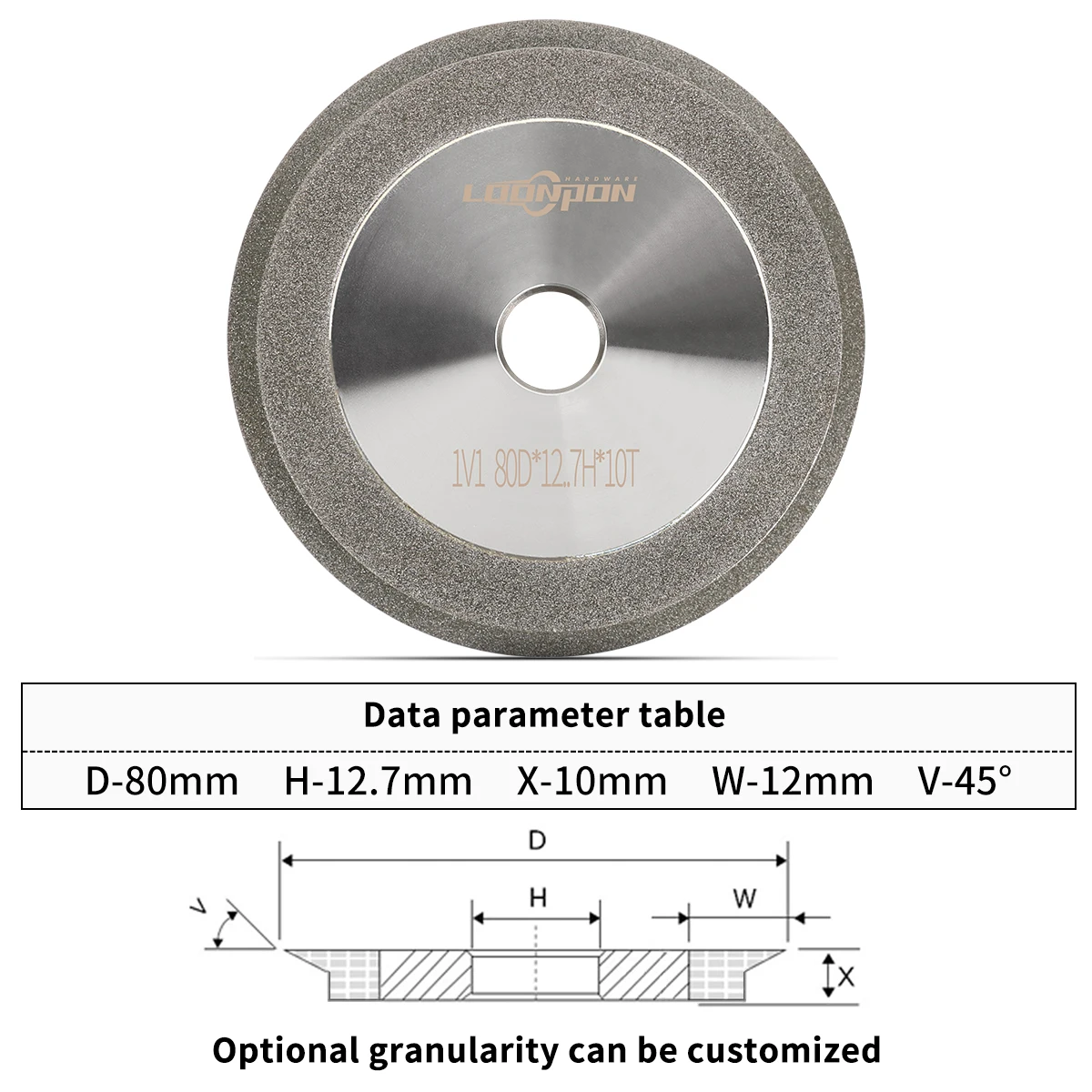 Loonpon 80 mm Diamant-Schleifscheibe, Schleifer, Kreisschärfer, Schleifscheibe für Hartmetall, Metall, Wolframstahl, Fräser – Detail 8