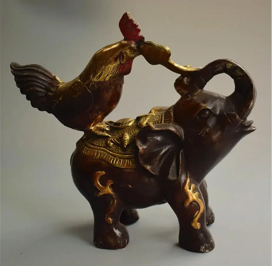 Copper Statue Factory price supply copper auspicious Ruyi gift copper auspicious Ruyi Rooster elephant ornament handicraft whole