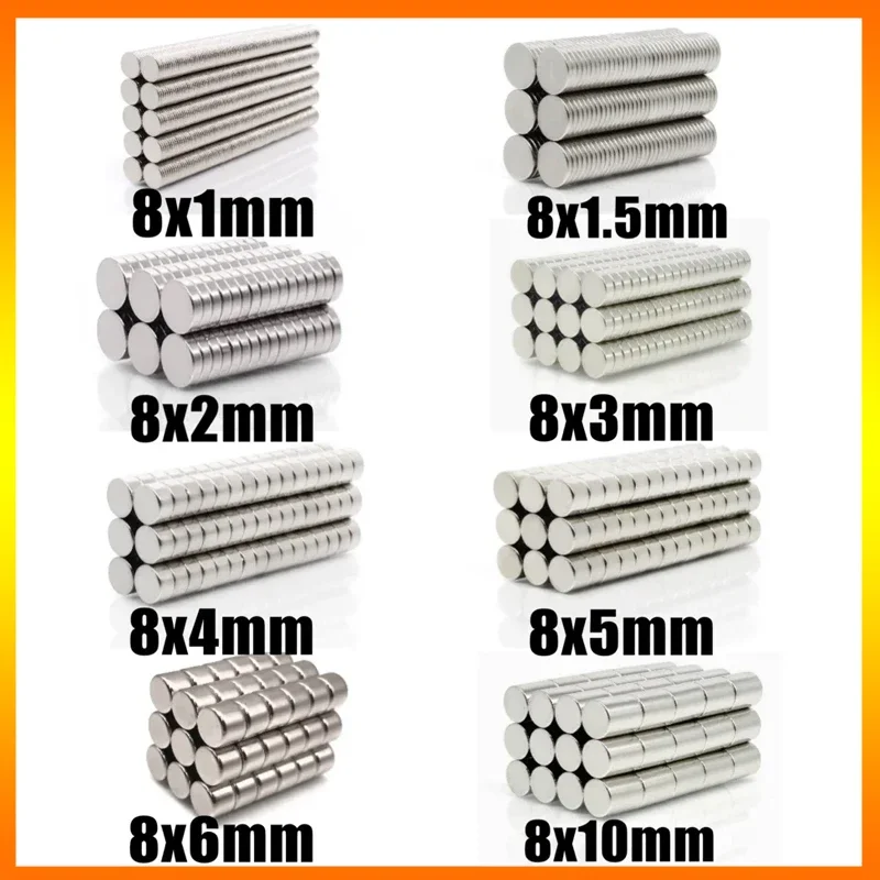 8X1 8X1.5 8X2mm Magnet 20~500pcs Small Round Shape Kitchen Fridge Craft Diy Whiteboard Office 8*3 8*4 8*5 8*6 8*10mm Accessory