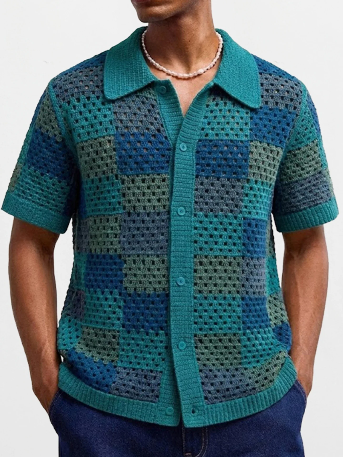 

Мужской ортообразный вязаный топ с крючками вручную, дышащая повседневная одежда, европейский Sle, полиэфирное волокно