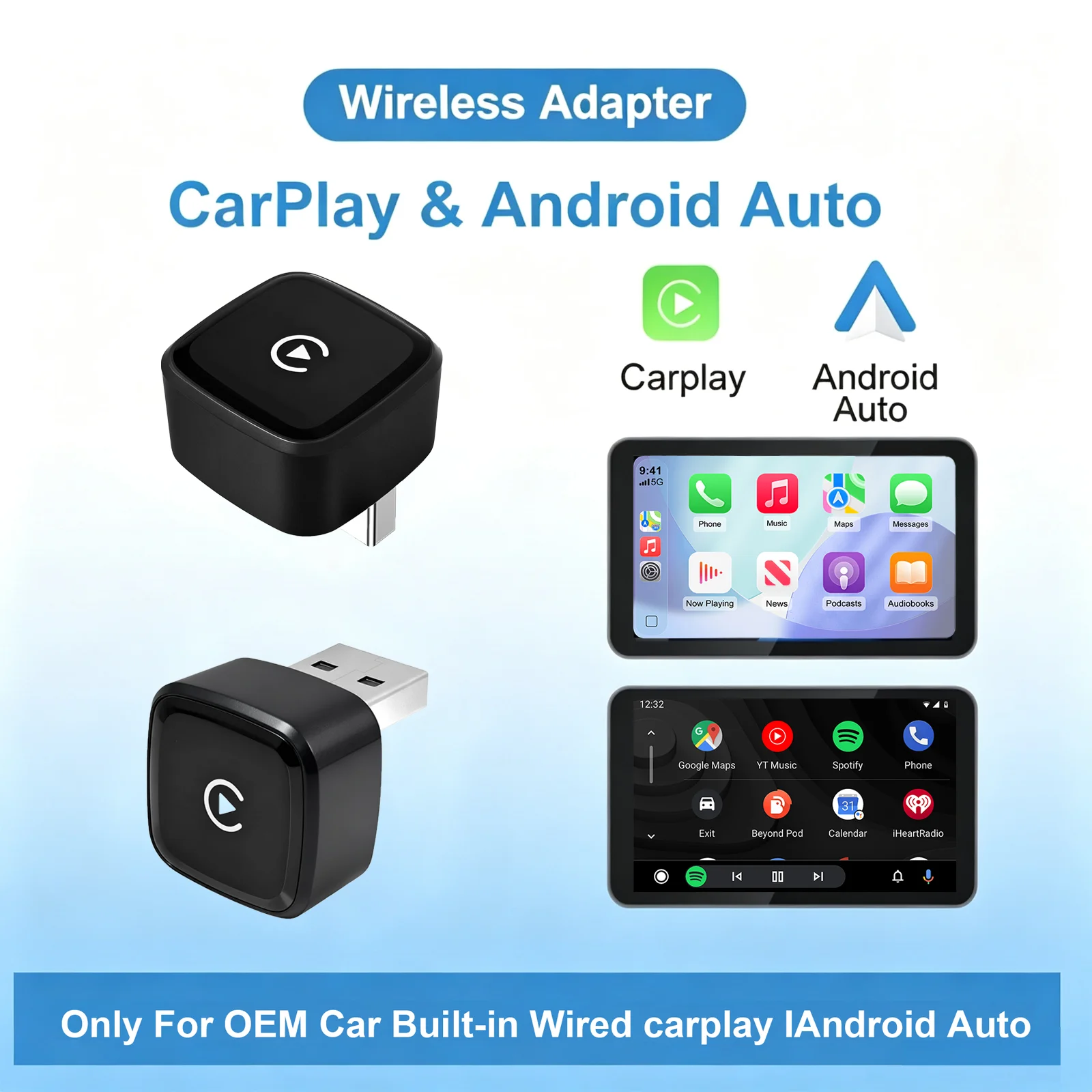 Ezonetronics 2in1 Wireless CarPlay Dongle Wireless Android Auto Adapter AI Smart Box Car Intelligent Systems For Car With Wired