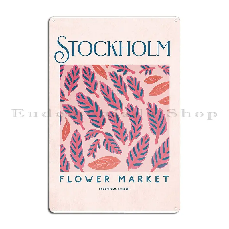 Flower Market Stockholm Poster Sweden 1960s Retro Art Plants Vintage Metal Plaque Poster Cinema Designing Garage Tin Sign Poster