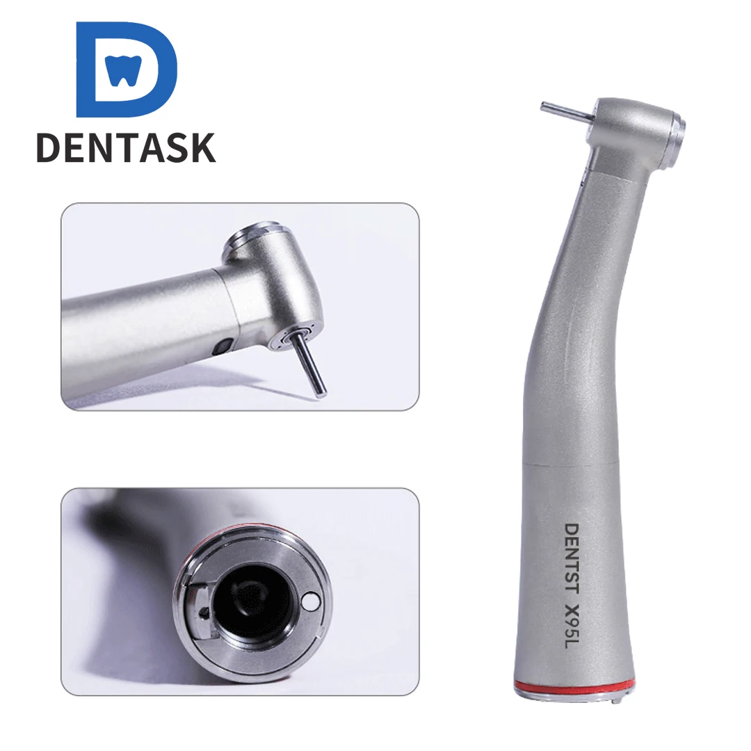 

DENTASK Newest Push Button 1:5 Increasing High Speed Dental Contra Angle Handpiece X95L Inner Water Spray Red Ring Air Turbine