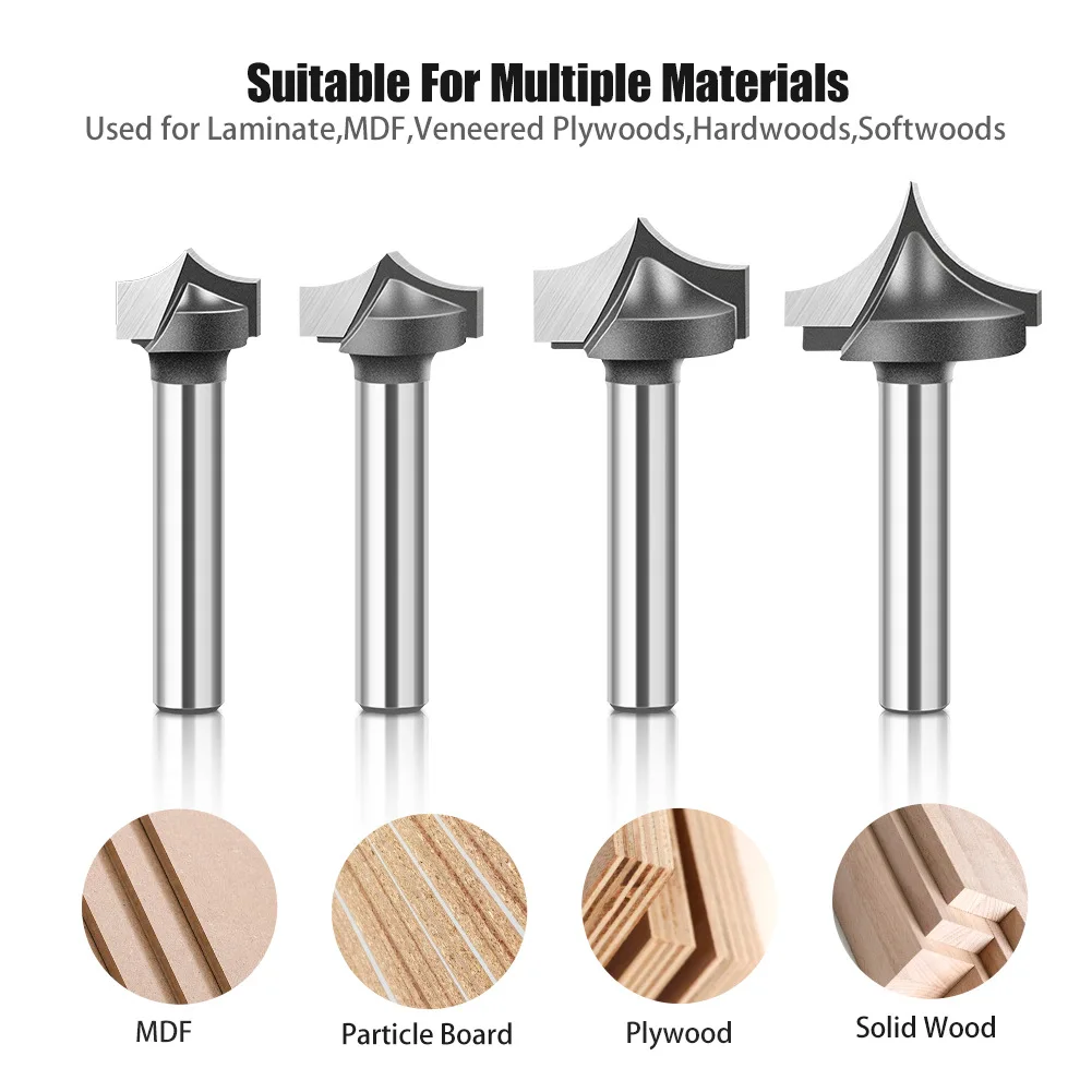 1 Pcs 6mm 1/4inch Shank Solid Carbide Round Point Cut Round Nose Bits Shaker Cutters Tools Woodworking Milling Cutter for Wood