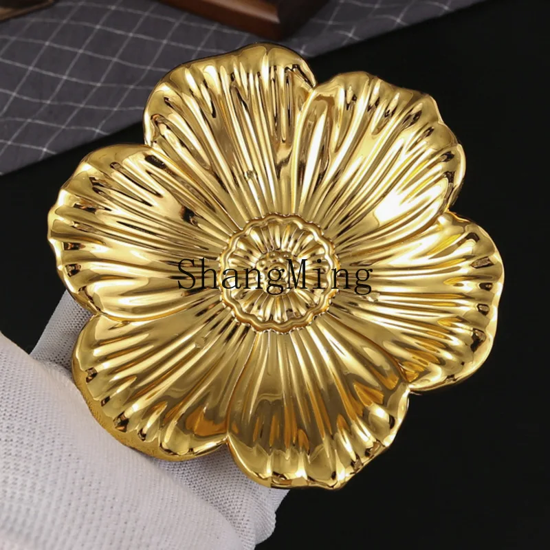DSA Metal Cake Plate Afternoon Tea Pastry Tray Household Living Room Coaster Snack Plate Storage Ornament