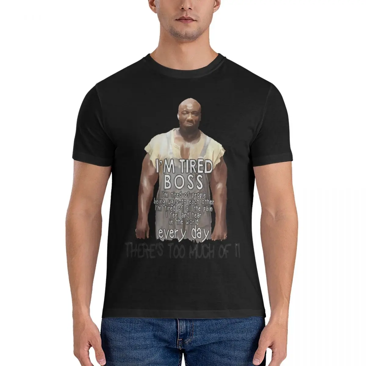 

Футболка мужская с принтом зелёного миля, коротким рукавом и круглым вырезом