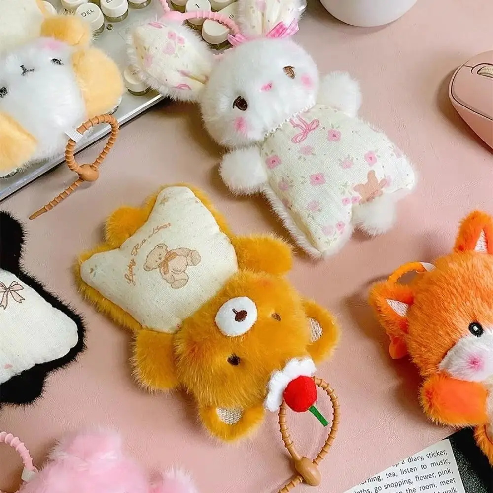 Portable Mouse Wrist Pad Bean Bag Stuffed Animals Bear Dog Animal Pendant Multi-functional Panda Rabbit Keychain