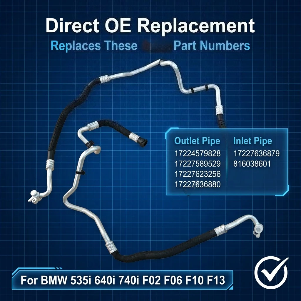 Engine Oil Cooler Line Hose Pipe Inlet & Outlet Set 17227636879 17227636880 For BMW 535i 740i 640i F13 F02 F06 F10
