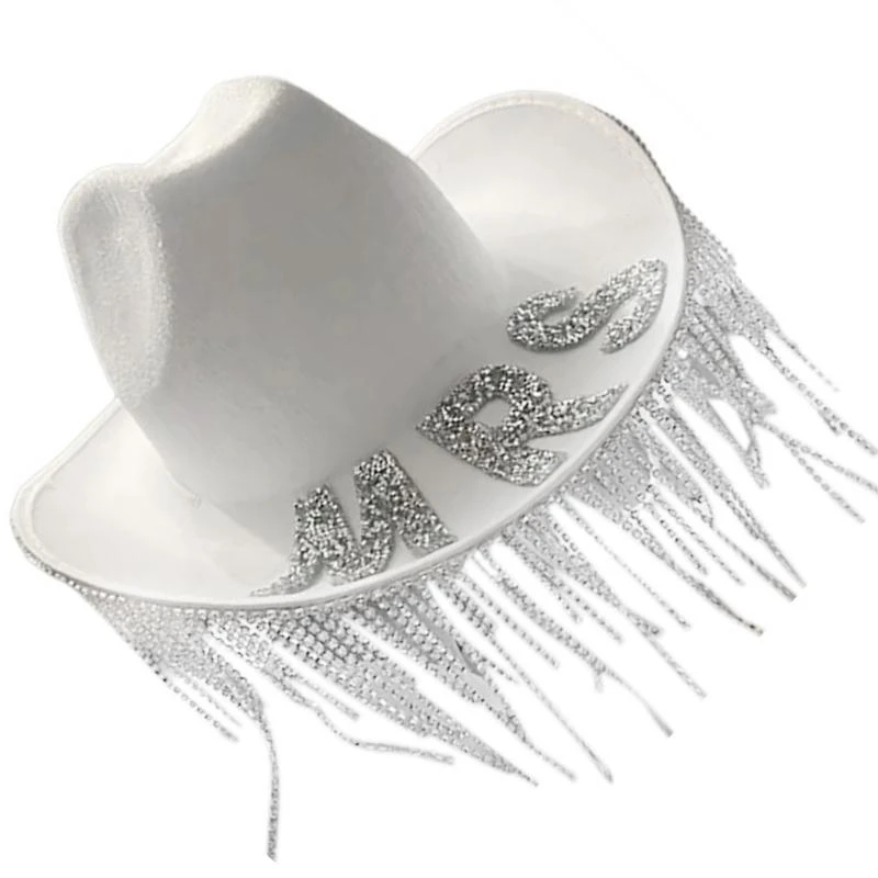 X5XA Bachelorettes Party Hat Bridal Shower Hat Women Cowgirl Hat Wedding Headpiece