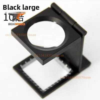 Triple fold portable metal optical lens Magnifier 10x 12x textile printing with scale black gray plane
