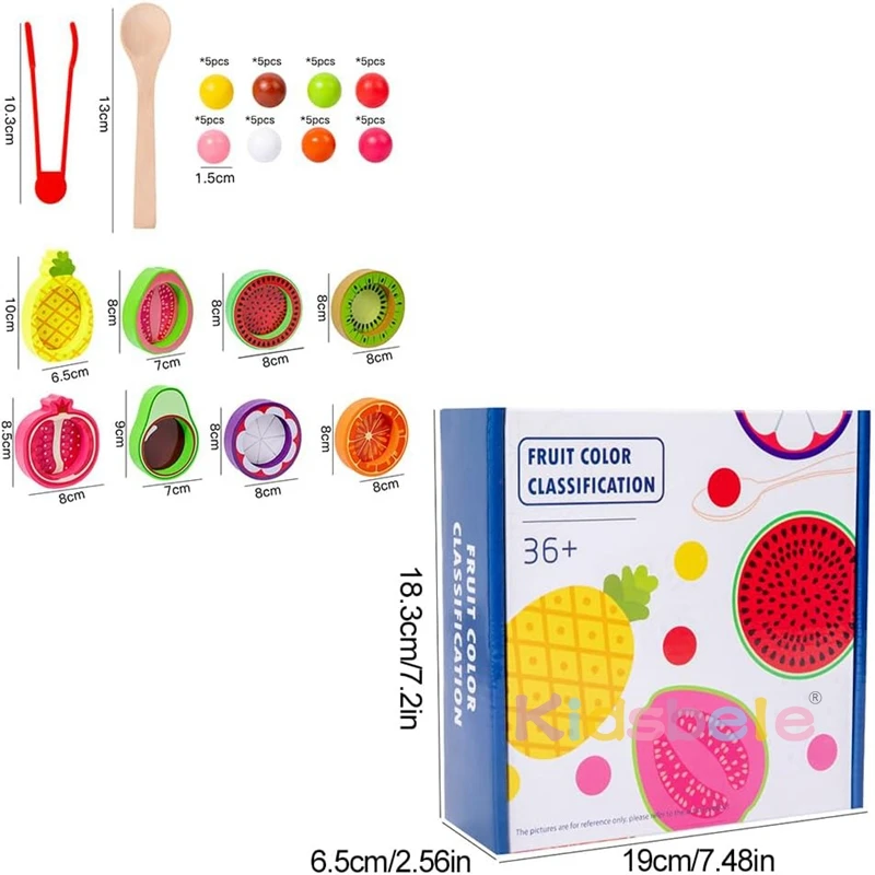 컬러 볼 매칭 장난감, 과일 색상 분류 그릇, 나무 장난감 인지 장난감, 1 세트