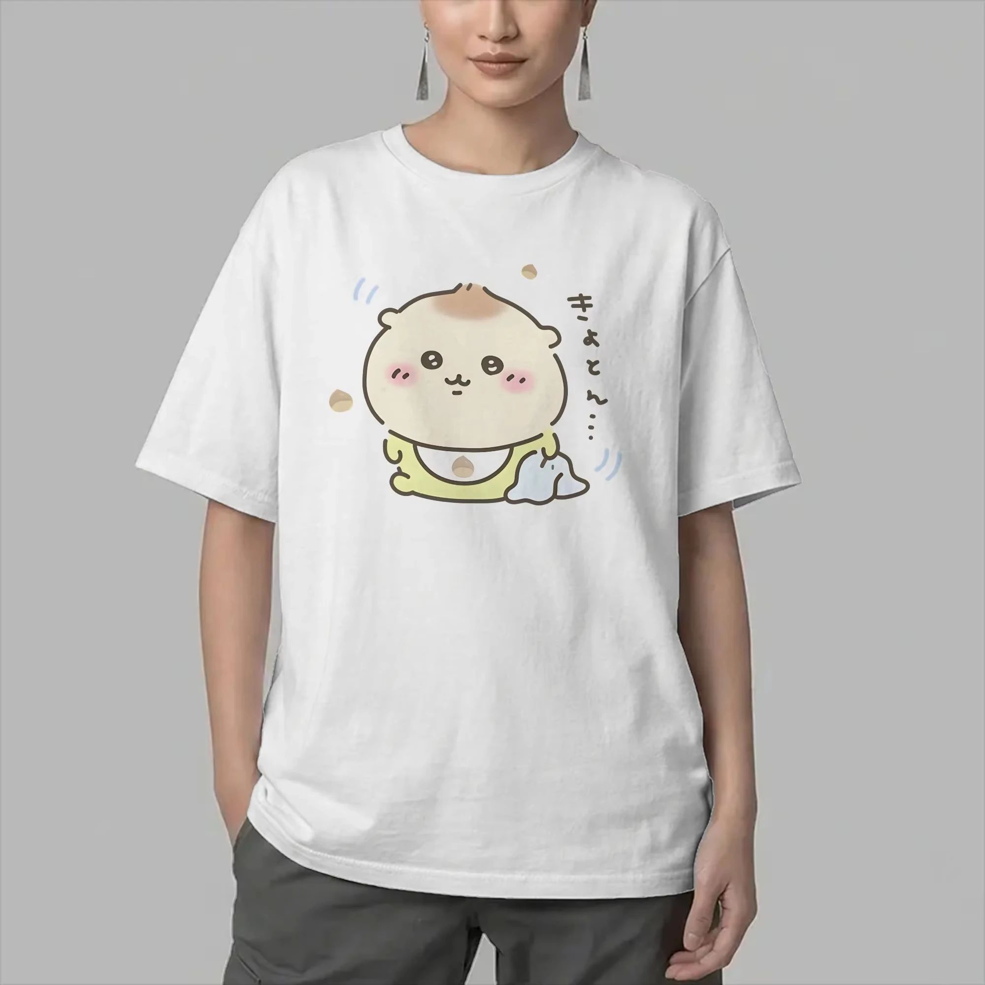 Chiikawa Cute Kawaii Anime Starry Tee Men's Women's Black Retro Cool Graphic Art Print Oversized Short Sleeve Streetwear Top