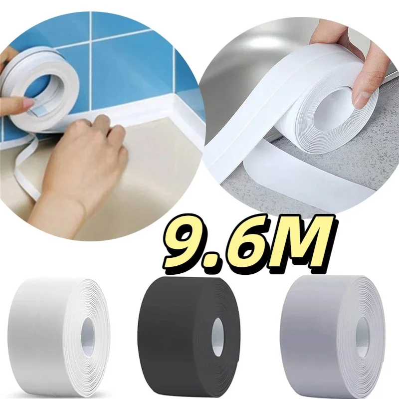 3.2-9.6M Bathroom Waterproof Wall Stickers Sealing Tapes PVC Adhesive Sealing Strips Sink Edge Tape Kitchen Bathroom Accessories