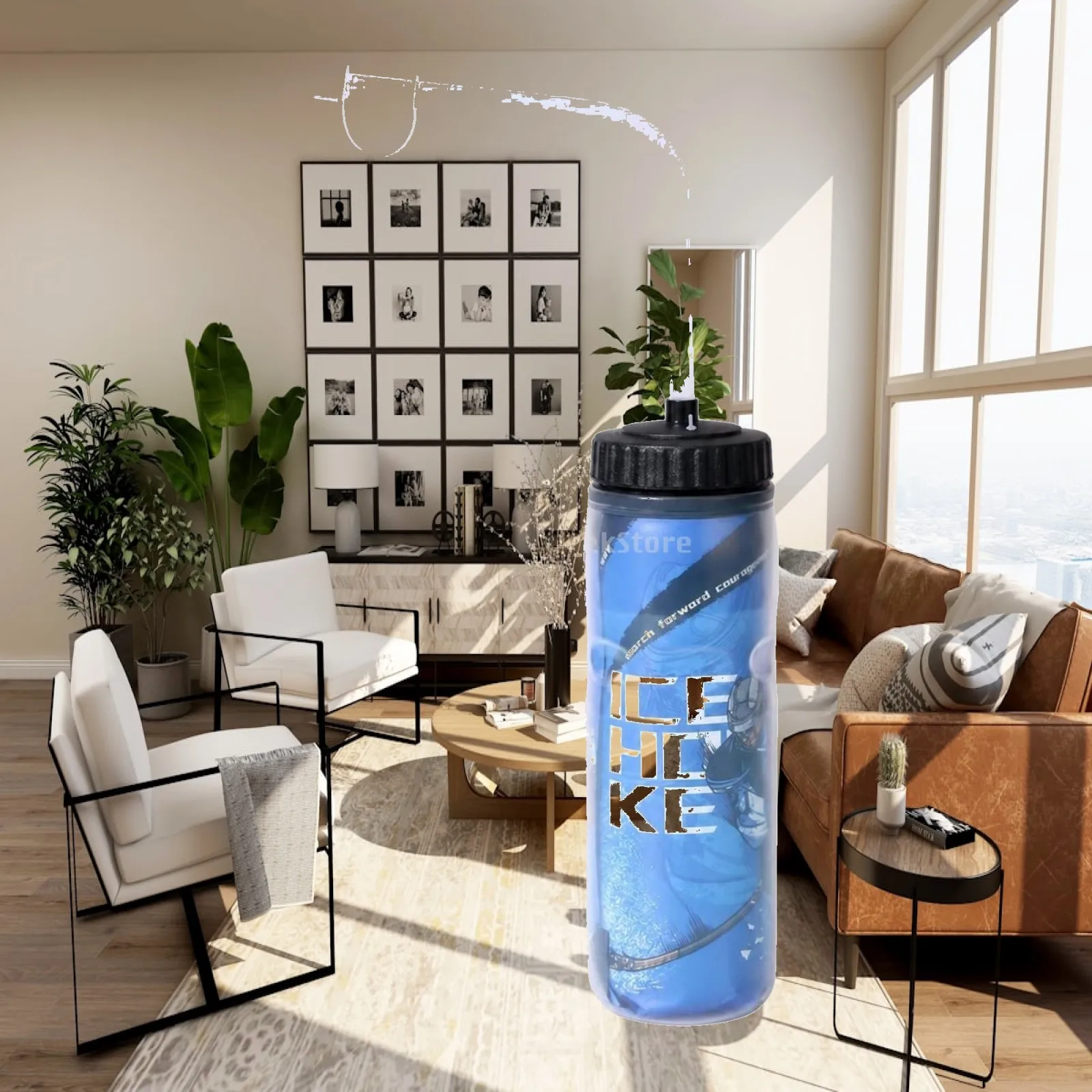 Hockey Water Bottle with Long Straw Leakproof Sports Water Bottle with Long Straw BPAwithout Translucent for Athletes, Cycling