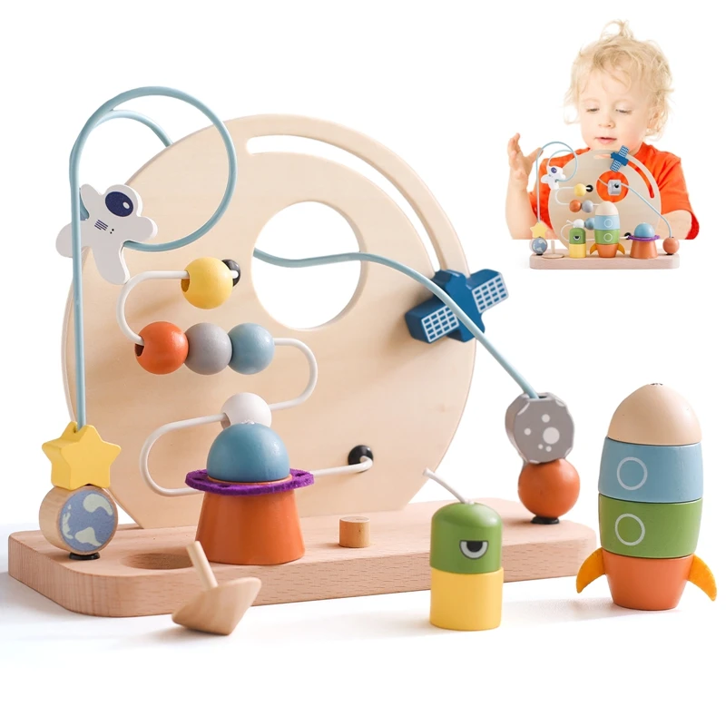 Giocattoli Montessori giocattoli per bambini in legno a tema aviazione con perline giocattoli per bambini apprendimento precoce impugnatura per le dita giocattoli educativi per Puzzle regali