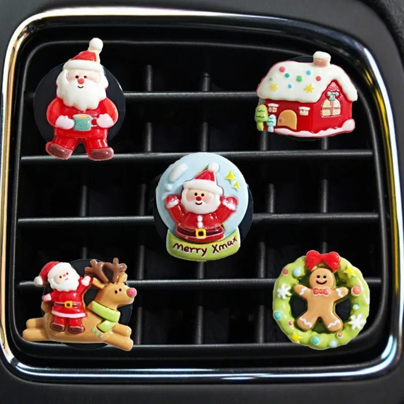 

5Pcs/Set Christmas Car Air Vent Clip Decor Festive Tree Shaped Air Freshener Fragrance Diffuser Scented Gift for Auto Interior