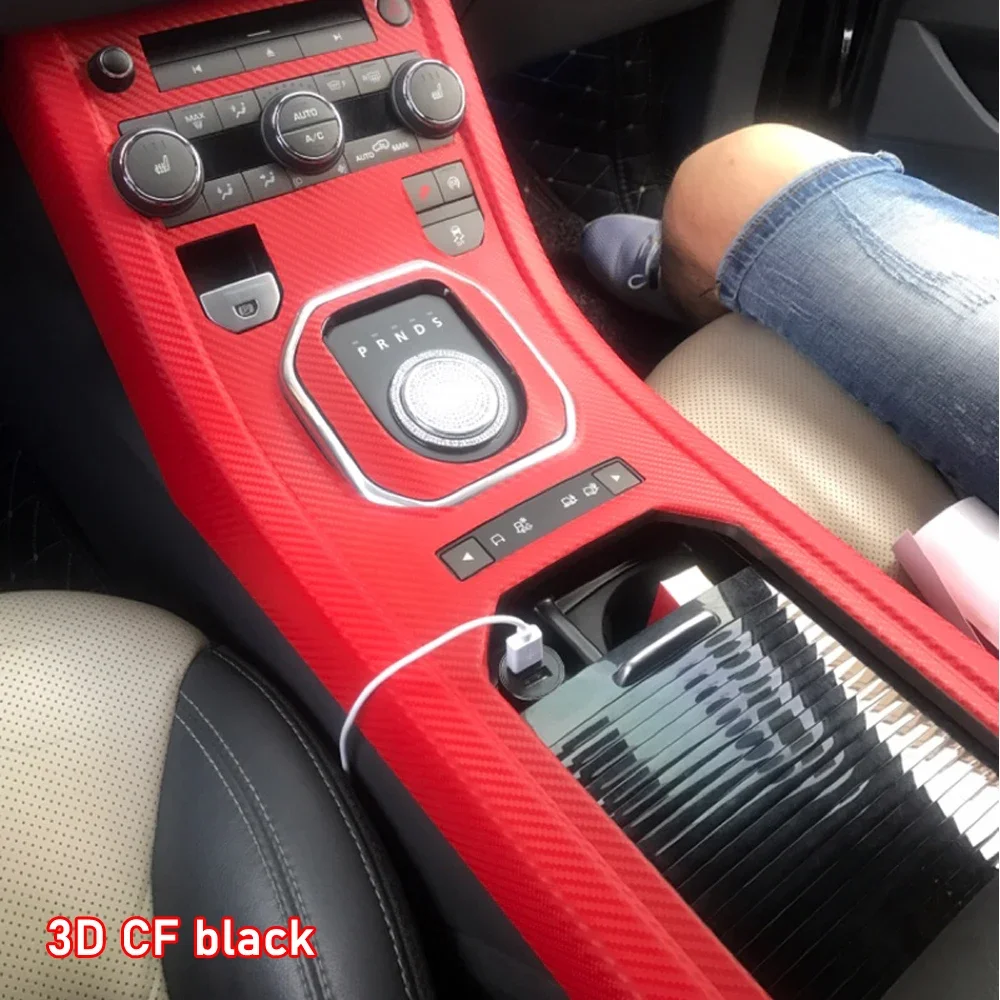 Car Interior Sticker Gear Box Protective Film For Land Rover Range Rover Evoque Car window Panel Sticker Carbon Fiber Black