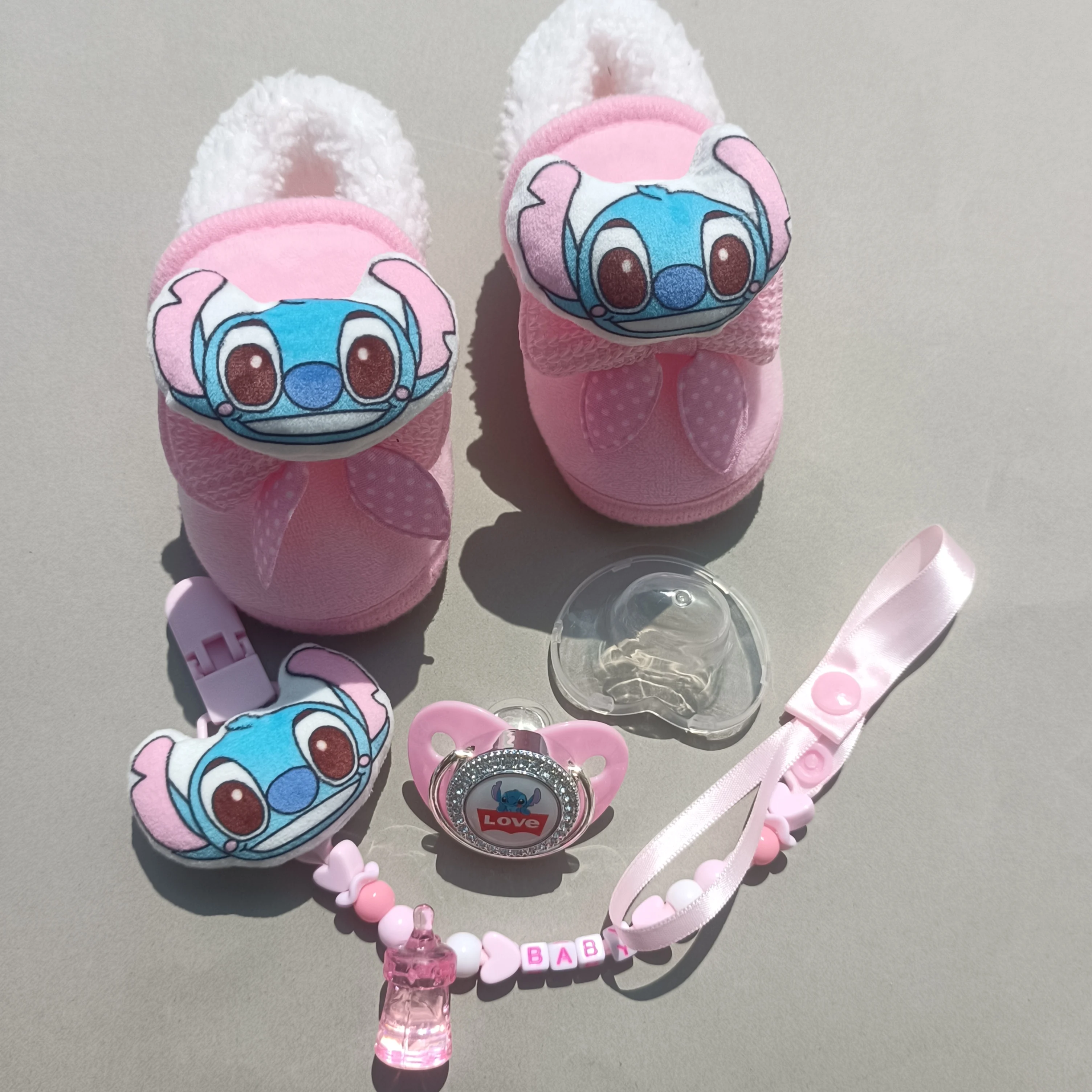 Disney Newborn Baby Stitch Add Cotton in Autumn and Winter Shose Newborn Baby Socks Toddler Boots and Pacifiers Leashes & Cases