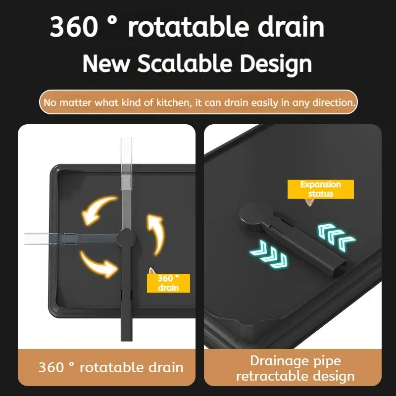 رف تجفيف الأطباق من الفولاذ المقاوم للصدأ منظم أطباق المطبخ قابل للتعديل مع لوح تصريف فوق الحوض وحامل تخزين أدوات المائدة على سطح الطاولة